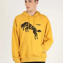 Wrangler Mustard Full Sleeves Hooded Sweatshirt-21