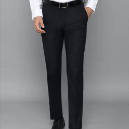 Louis Philippe Navy Slim Fit Textured Trousers-image-50