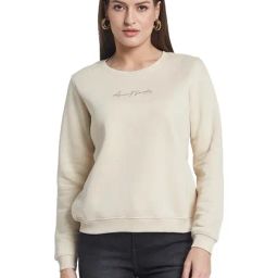 METTLE Cream Solid Regular Fit Sweatshirt-image-9