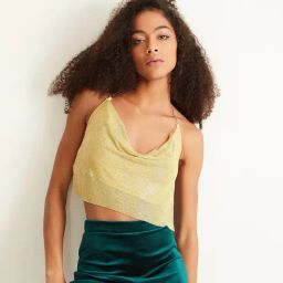 Cover Story Yellow Textured Crop Top-image-51