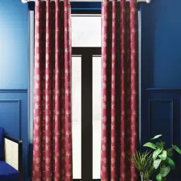 Bianca ANTELLIA GLITTER Maroon Polyester 9 Ft. Long Door Curtain - Set of 2-25