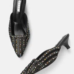 ELLE Embellished Ethnic Kitten Heel Mules-54