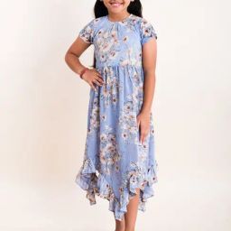 Kiddopanti Kids Blue Floral Print Dress-image-44