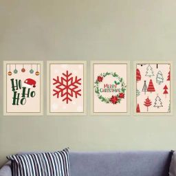 Art Street Beige Synthetic Merry Christmas Bundle Gallery Wall Art - Set of 4-image-76