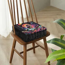 Kuber Industries 6-Pcs Black & Red Printed Chair Pads-41
