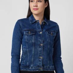Spykar Dark Blue Cotton Regular Fit Denim Jacket-36