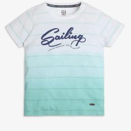 Ed-a-Mamma Boys Teal & White Cotton Printed T-Shirt-image-47