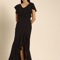 DODO & MOA Black Solid Maxi Dress-image-31