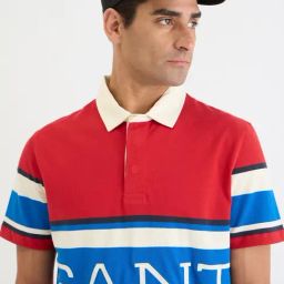 GANT Red Regular fit Color-Block Polo T-Shirt image 4