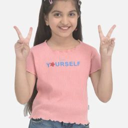 Crimsoune Club Kids Pink Printed T-Shirt-image-47