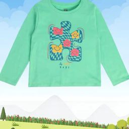 MINIKLUB Kids Green Printed Full Sleeves Top-image-89