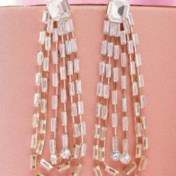 Karatcart Gold Plated Cubic Zirconia Long Drop Earrings-19