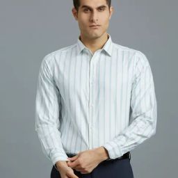 Reid & Taylor White Cotton Slim fit Stripes Shirt-image-98