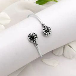 Teejh Aparna Black Circular Silver Oxidized Bracelet for Women-image-80