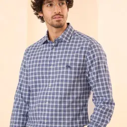 ANDAMEN Blue Regular Fit Check Shirt-picture-18