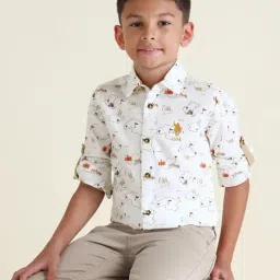 U.S. Polo Assn. Boys Beige Cotton Printed Shirt-picture-30