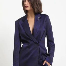 RAREISM Navy Polyester Printed Long Sleeves Blazer-picture-28