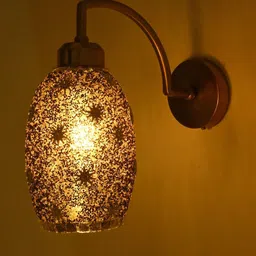 1ST TIME Black & Gold-Toned Textured Glass Cylinder Shaped Wall Lamp-picture-36