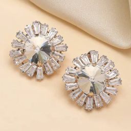 Karatcart Gold Plated Cubic Zirconia Stud Earrings For Women-20