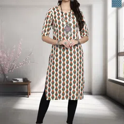HERE&NOW Selection Of 2 Ethnic Motifs Printed Round Neck Straight Kurta-image-45