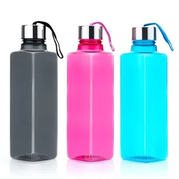 Aura Blue & Pink Set of 6 Plastic Solid Water Bottle image 4