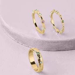 Accessorize London Women's Gold Pretty Gem Rings - Pack of 3-image-85