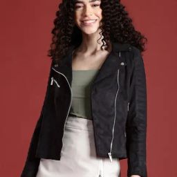 Leather Retail Black Printed Biker Jacket-picture-6