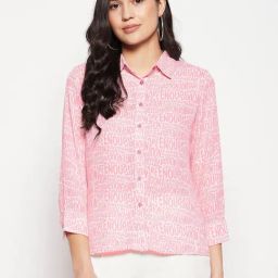 MADAME Pink Graphic Print Shirt-image-87