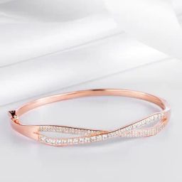 Zavya Infinity CZ Rose Gold-Plated 92.5 Sterling Silver Kada Bracelet-picture-23