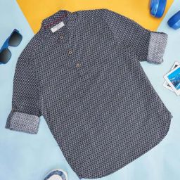 Pantaloons Junior Kids Navy Cotton Printed Full Sleeves Shirt-image-92