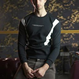 Odette Franco Black Cotton Jersey Patterned Sweatshirt-picture-15