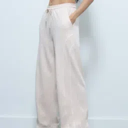 The Souled Store Off White Cotton Relaxed Fit Mid Rise Trackpants-picture-5