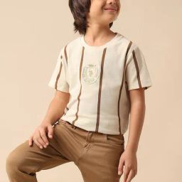 U.S. Polo Assn. Boys Beige Cotton Striped T-Shirt-picture-5