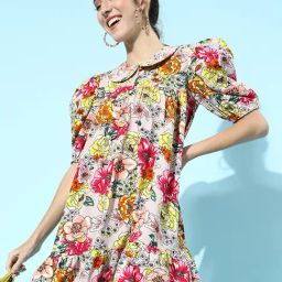 KASSUALLY Pink Floral Print Shift Dress-image-31