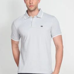 Arrow Sport Light Grey Cotton Regular Fit Polo T-Shirt-image-105