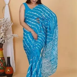 Dastkar Leheriya Pure Cotton Block Print Saree-picture-42