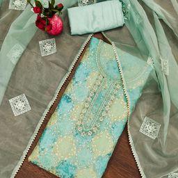 SAINOOR Embroidered Organza Semi-Stitched Dress Material-image-74