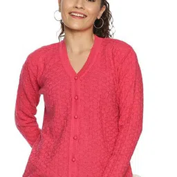 CLAPTON Women V-Neck Long Sleeves Woollen Cardigan-image-31