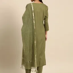 all about you Ethnic Motifs Yoke Design Regular Kurta with Trousers & With Dupatta image 4
