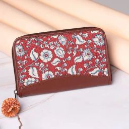 ZOUK Chittoor Kalamkari Red Printed Zip Around Wallet for Women-image-43
