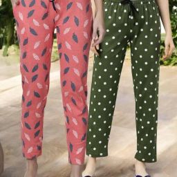 Kryptic Green & Orange Cotton Relaxed Fit Printed Lounge Pants - Pack of 2-image-56