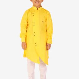 Pro-Ethic Style Developer Kids Yellow & White Solid Full Sleeves Kurta with Pyjamas-image-40