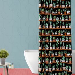 ArtzFolio Black & Green Printed Waterproof Shower Curtain-image-101