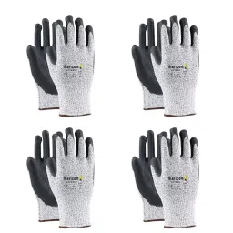 Mallcom Cut Resistance Gloves Polyester Liner Nitrile Coating on Palm and Fingers White & Black Size L, H33NBG (Pack of 4 Pair)-image-40