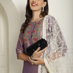 Anouk Women Floral Embroidered Regular Thread Work Kurta with Trousers & With Dupatta-picture-32