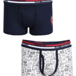 Jockey Kids Navy & White Printed Trunk (Pack Of 2)-picture-1