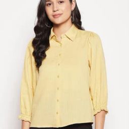 MADAME Yellow Checks Shirt-image-10