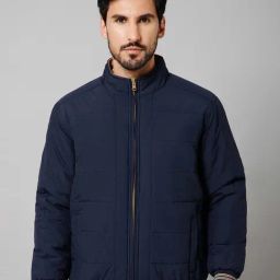 Cantabil Navy & Brown Regular Fit High Neck Reversible Jacket-image-30