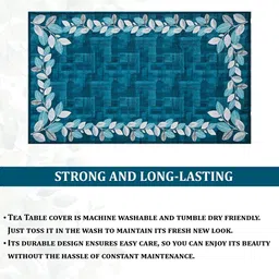Myntra Elegant Homes Blue Geometric Printed 4-Seater Table Cover image 5