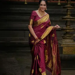 AQUILIQ Women Woven Design Zari Banarasi Saree-image-82